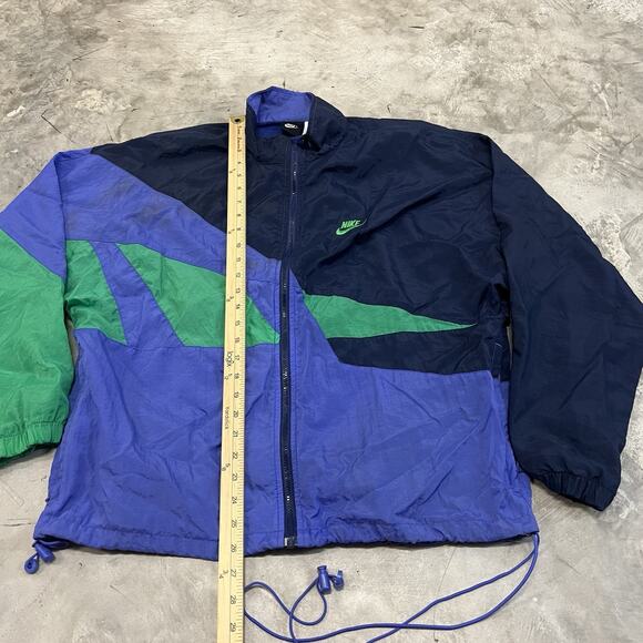 VTG Nike Windbreaker Jacket Colorblock Blue Green Multicolor Mens Medium READ - Picture 4 of 7